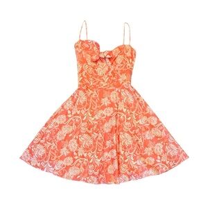 Tracy & Michael Fit and Flare Orange Silk Floral Spaghetti Strap Dress Size 2/XS